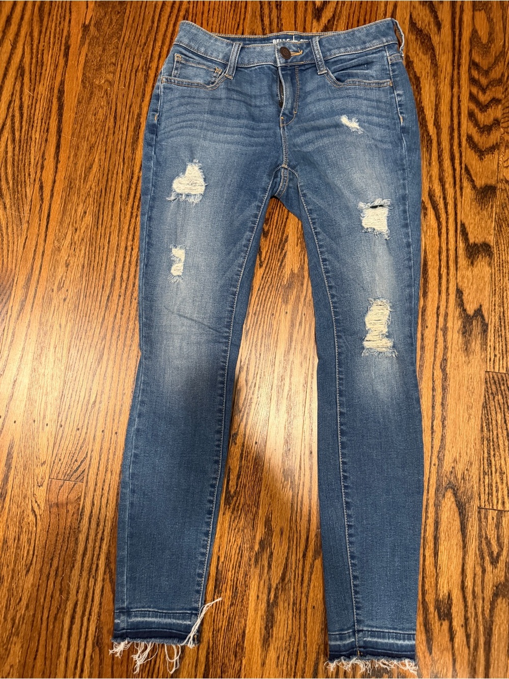 belle sky Medium Blue Distressed Skinny Jeans